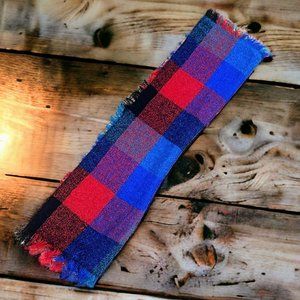 Vintage Baar & Beards Scarf Square Plaid Checkered Multi Color 100% Acrylic